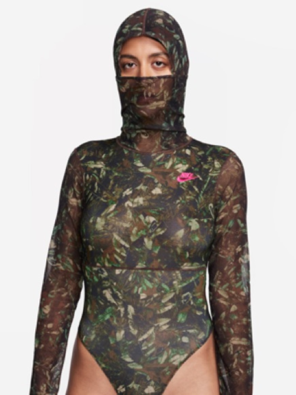 NIKE Women's Sportswear City Utility Camo Long-sleeve Bodysuit Size M